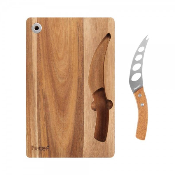  Cheese Board Set of 2, Acacia Wood Cheese Serving Board & Multipurpose Cheese Knife, Cutting Board with Built-in Knife