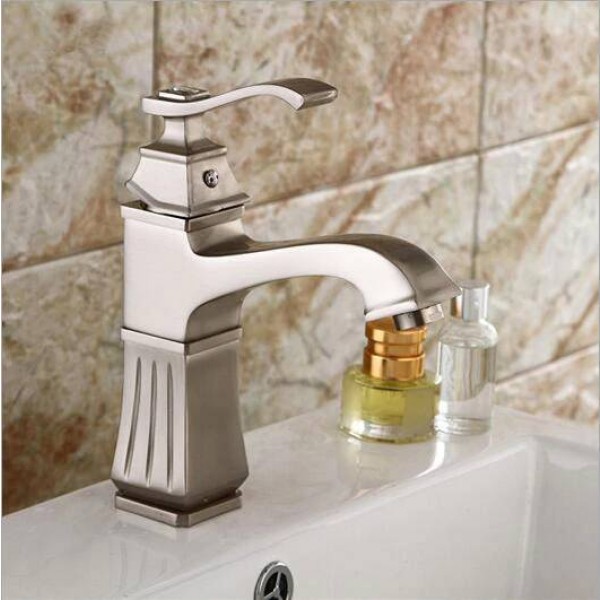 High quality Brushed basin faucet waterfall nickel faucet bathroom sink tap cold and hot mixer tap basin faucet LAD-409