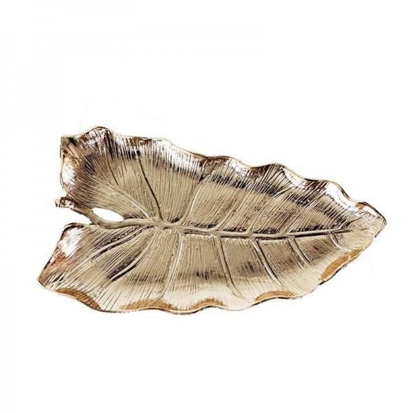  InsFashion pretty and good quality leaf shaped handmade brass jewelry dish for nordic style home decor and girl gift