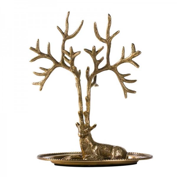  InsFashion royal european style handmade brass milu deer jewelry tray for dresser storage and decorative ornaments