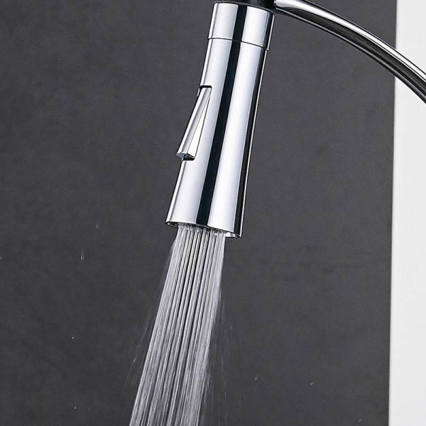 Kitchen Faucet Accessories ABS Chrome Silver Sink Kitchen Pull Down Faucet Dual Spray Spout Head With and Without LED LAD-2008