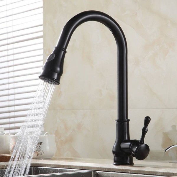Kitchen Faucet Brass Brushed Nickel High Arch Kitchen Sink Faucet Pull Out Rotation Spray Mixer Tap Torneira Cozinha LAD-7117
