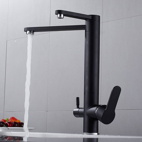 Luxury Kitchen Faucets Black Purify Crane For Kitchen Deck Mounted Water Filter Tap Three Ways Sink Mixer 3 Way Kitchen Faucet Lad 0197 Kitchen Faucets Black Purify Crane For Kitchen Deck Mounted Water Filter
