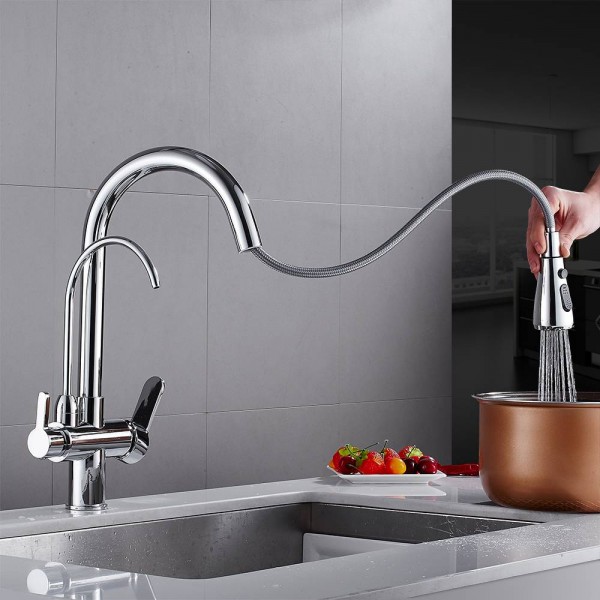 Kitchen Faucets torneira para cozinha de parede Crane For Kitchen Water Filter Tap Three Ways Sink Mixer Kitchen Faucet LAD-0195