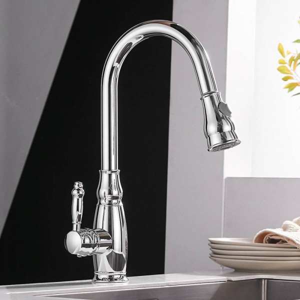 Kitchen Mixer Gold Pull Out Kitchen Faucet Deck Mount Kitchen Sink Faucet Mixer Cold Hot Water Torneira Cozinha Rotate LAD-4119