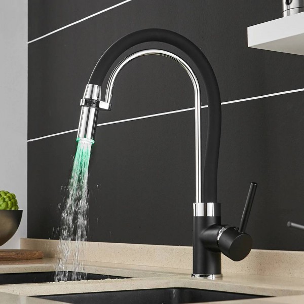 LED Faucet For Water in The Kitchen Torneira De Cozinha LED Light Sink Faucet Brass Hot Cold Deck Mounted Bath Mixer Tap 866018