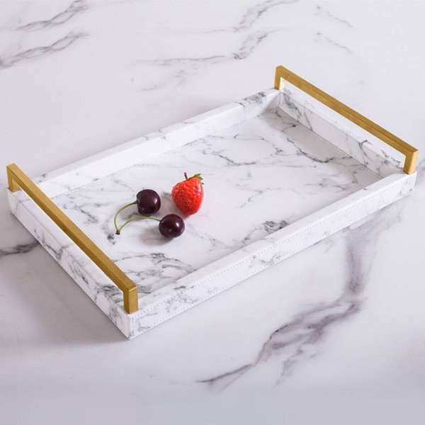 Light Luxury Home Nordic Rectangular Marble Pattern Tray Jewelry Storage Tray Tea Tray Classic Anti-made Marble Pattern