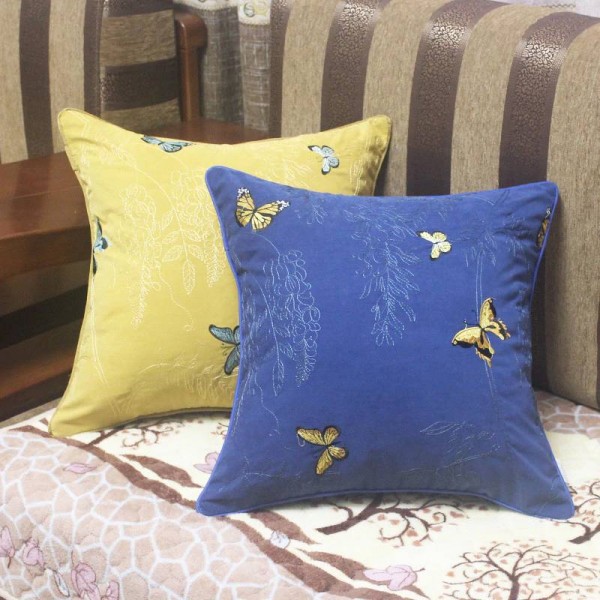 Luxury Embroidery Cushion Cover Garden Butterfly Cojines Decorativos Para Sofa Car/Pillow Cover Ramadan Decor Housse De Coussin