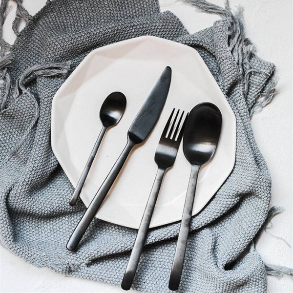 Matte Black Cutlery Set Stainless Steel Steak Knife Fork Japanese Style Dinnerware Set Tableware Drop Shipping