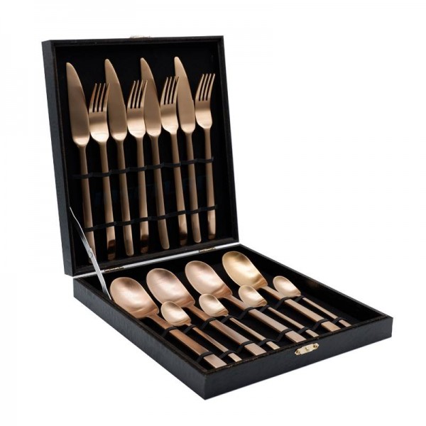 Matte Rose Gold Cutlery Set Stainless Steel Steak Knife Fork Scoops Dinnerware Set Tableware Set Drop Shipping