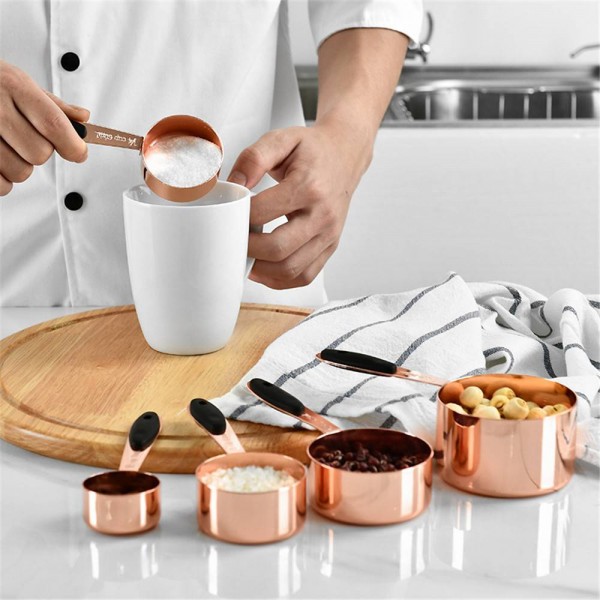 Measuring Spoon Stainless Steel Scoop Coffee Beans Powder Flour Spoon With Handle Durable Baking Spoon Kitchen Tool Set 5PCS