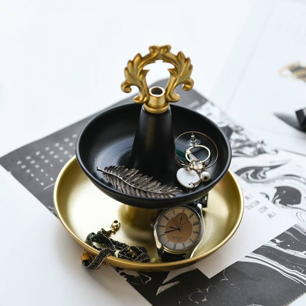 Metal Holder Double Jewellery Display Stand Dressing Table Ring Jewelry Watch Storage Tray Desktop Decoration Ornaments
