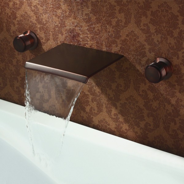 Luxury Moda Solid Brass Wall Mounted, Bronze Waterfall Wall Bathroom Faucet
