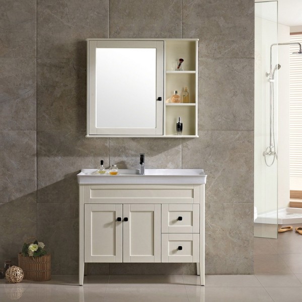 Luxury Modern 36 Blue White Single Bathroom Vanity With Ceramic Vanity Top Medicine Cabinet Modern 36 Blue White Single Bathroom Vanity With Ceramic Vanity Top Medicine Cabinet For Sale