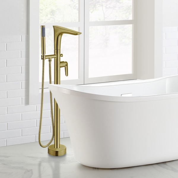 Luxury Modern Freestanding Tub Faucet, Freestanding Bathtub Faucet Gold
