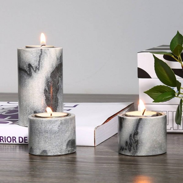 Modern Marble Candle Holder Restaurant Romantic Candlelight Dinner Table Light Aromatherapy Candles Base Decoration Art Crafts