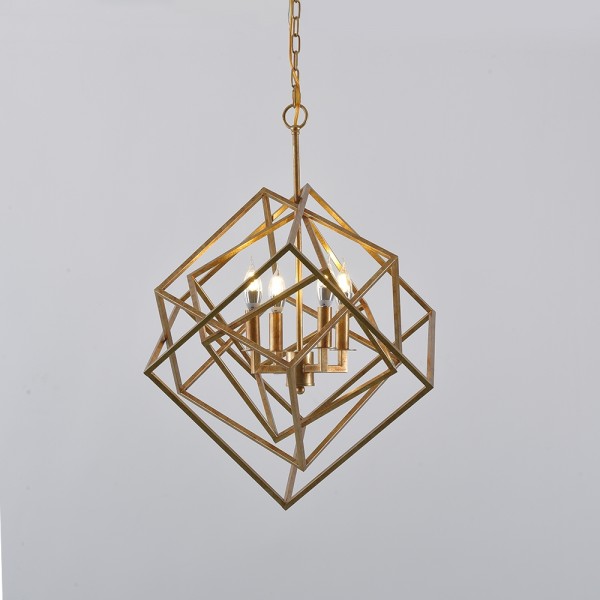 Luxury Modern Mid Century Square Geometric Candle Chandelier 4 Light 6 Antique Gold Ceiling For - Gold Geometric Ceiling Light Luxury Modern Mid Century Square Geometric Candle Chandelier 4 Light 6 Antique Gold Ceiling For - Gold Geometric Ceiling Light