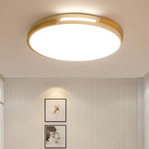 Modern Simple Wood Round LED Living Room Restaurant Ceiling Lamp Nordic Hanglamp for Bedroom Home Deco Ceiling Light Fixtures