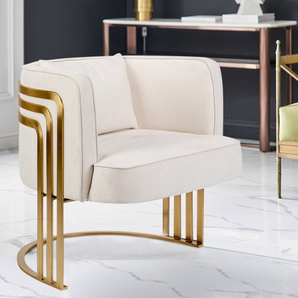 Luxury Modern Stylish White Velvet Armchair Upholstered
