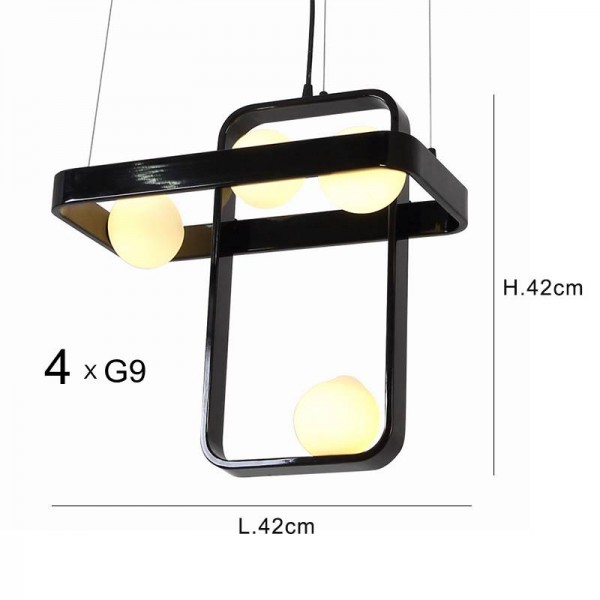 Modern Suspended pendant light loft black metal body galss shade hanging lamp fixture acrylic luminaire home decor