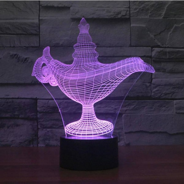 New 3D illusion Aladdin's magical lamp,Acrylic engraving art usb led colorful Gradient night light Advertising promotional gifts