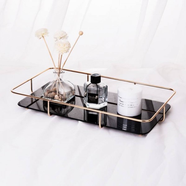 New Cosmetics Storage Tray Bathroom Dressing Table Skin Care Products Metal Storage Tray Rack