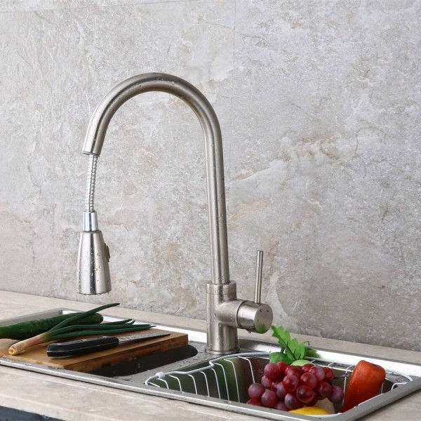 Newly Arrived Pull Out Kitchen Faucet Brushed Nickel Sink Mixer Tap 360 degree rotation torneira cozinha mixer taps LAD-40