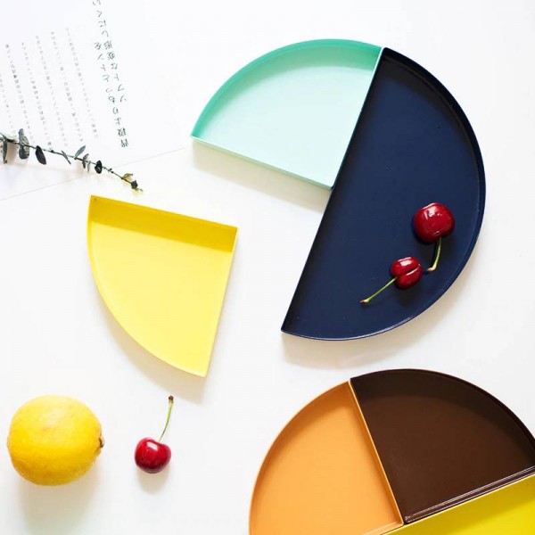 Nordic Metal Semicircle Storage Tray Scandinavian Colorful Desk Fruit Jewelry Storage Plate Home Organizer