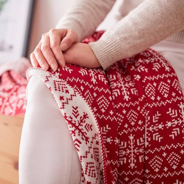 Nordic Snowflake Knitted Blanket Red Thread Blanket Bedsheet Air Conditioning Throw Blankets For Beds Sofa Christmas Decorations