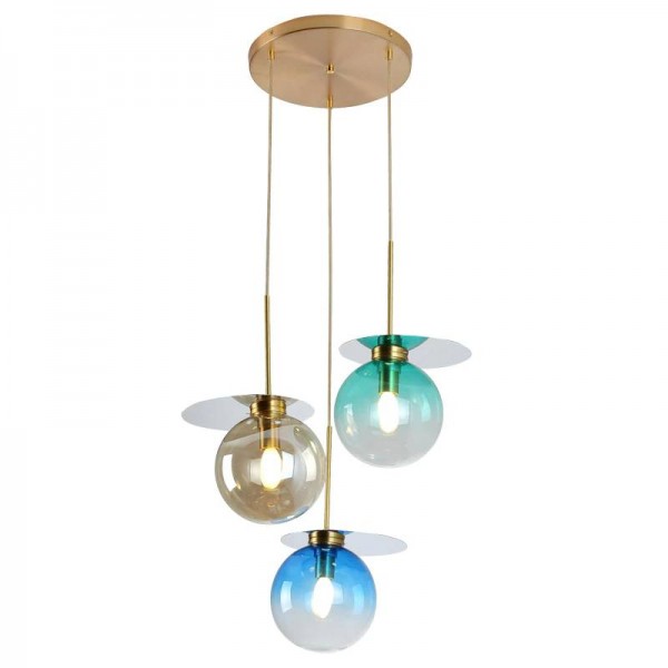 Nordic style 3 lamps glass chandeliers modern simple foyer restaurant macaron Stained glass Light luxury E14 LED pendant lamp