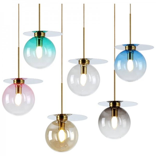 Nordic style colorful glass chandeliers modern simple foyer restaurant macaron Stained glass Light luxury E14 LED pendant lamp