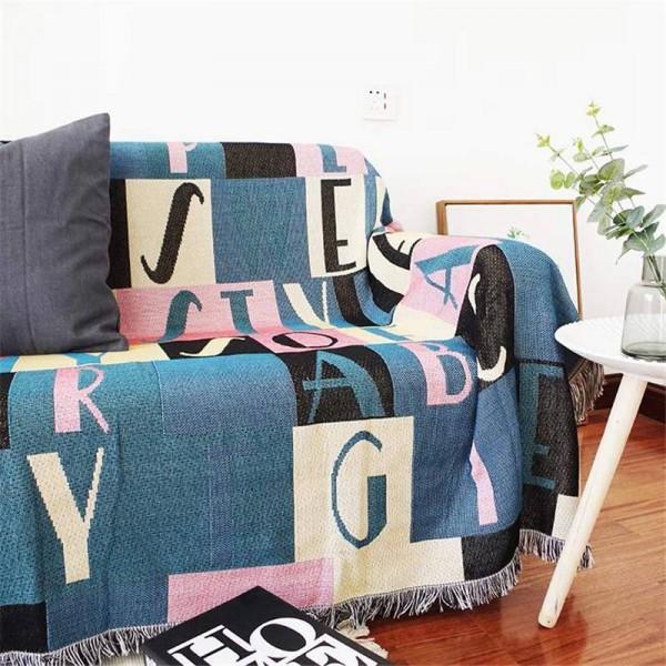 Nordic Throw Blanket Thread Sofa Cover Fashion Letter Dust Protection Cover Plaid Slipcover Cobertor Blankets For Beds Tassel