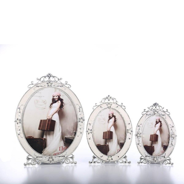 Oval Picture Frame Metal Photo Frame Tabletop Display Home Wedding Photo Frame Anniversary for Family New Couple