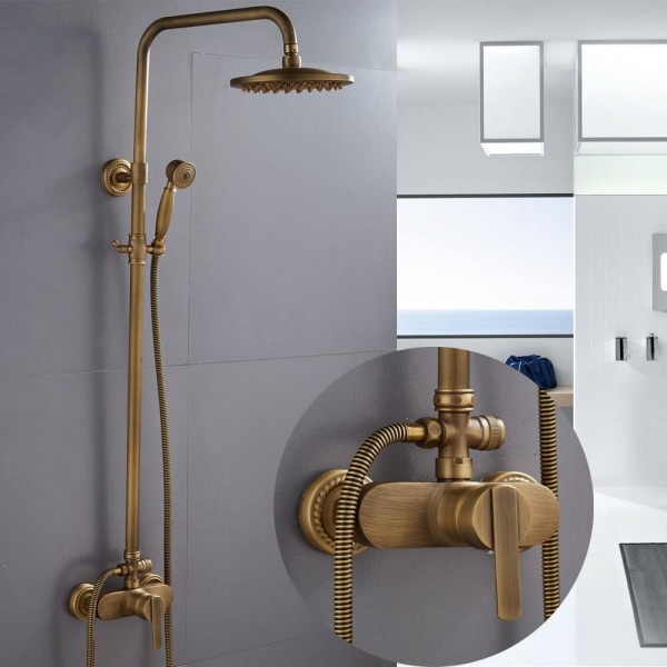 Shower Faucets Antique Color Bathroom Faucet Brass Bath Rainfall With Spray Shower Head Europe Faucet Bath Shower Set XT368