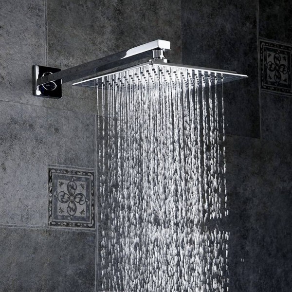 Shower Faucets Chrome Brass Wall Mounted Bathroom Rain Shower Head Square Big Handheld Waterfall Shower Faucet Mixer Set