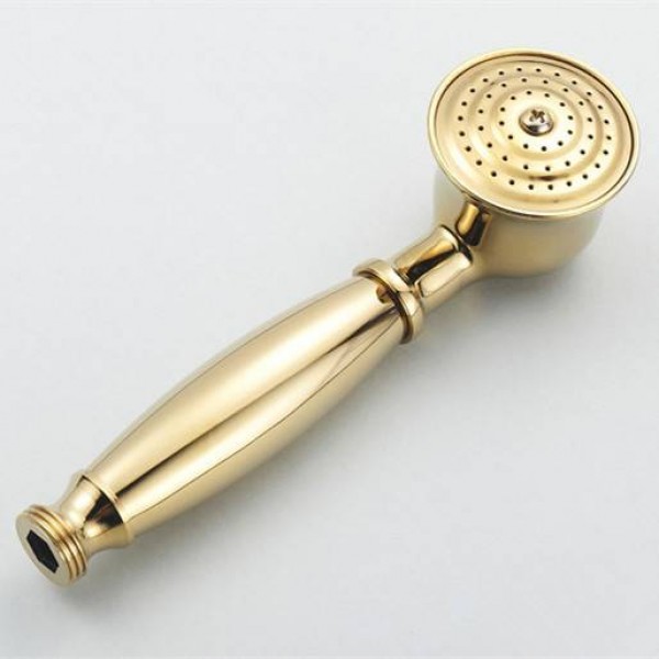 Shower Heads Gold Solid Brass Bathroom Hand Held Shower Sprayer Head For Bath Saving Water Round Rainfall Shower Faucet HJ-0516K