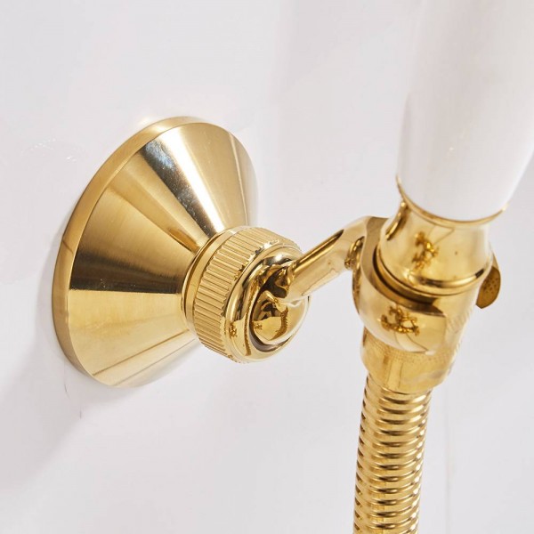 Shower Mounting Brackets Gold Brass Swivel Handheld Shower Holder Shower Head Seat Rack Bathroom Parts Bath Accessories HJ-0517K