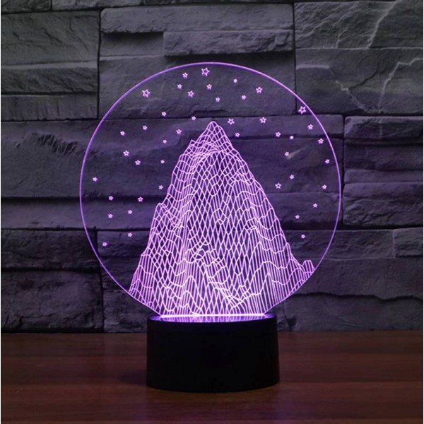 Snow mountain shape 3D night light,colorful 3D acrylic led usb table Lamp holiday deco mood light for Children's Christmas gift