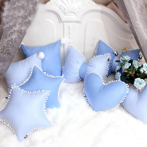 Special Recommend Cushions Almofada Candy Blue 100% Cotton Luxury Prince Room Decor Pillows Crown Bowknot Type Cushion Cute Edge