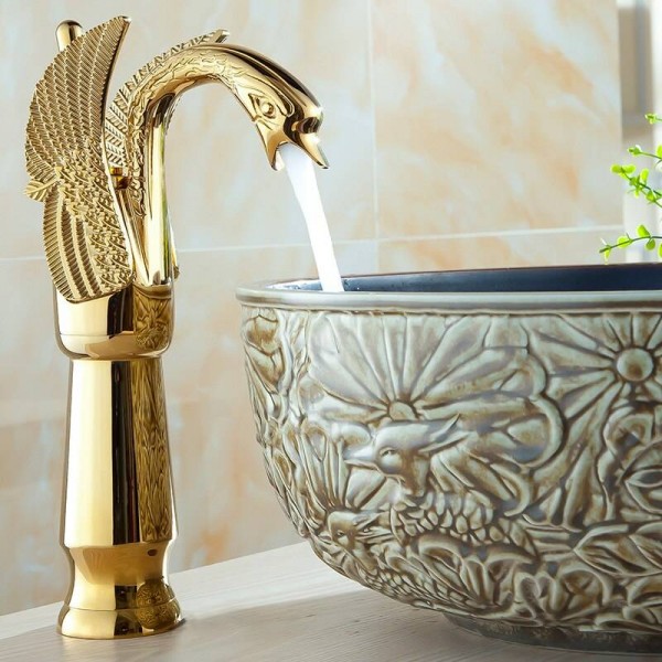 Swan faucets Bathroom Brass Faucet Sink Basin Mixer Tap Antique Brass &Golden &Chrome &Rose Golden 9001/9002