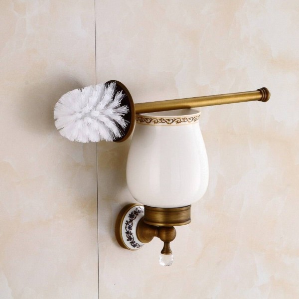 Toilet Brush Holders Wall Mounted Bathroom Products Brass & Crystal Bathroom Decoration Accessory Bathroom Accessories 9219K
