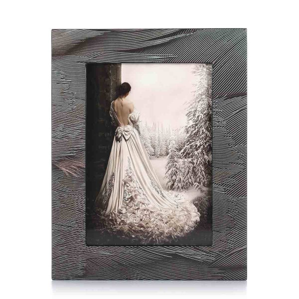 Photo Frame with Plume Texture Wooden Piano Baking Varnish Technology Office Studand Bedroom Home Ornament Picture Frame