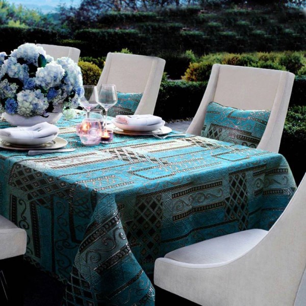Top Classical Blue Chenille Table Cloth for Dinning Table /Hotel Club Noble Life Tablecloth for Tea Tables Dining Table Gift