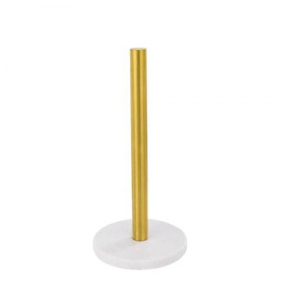 Towel Rack Natural Marble Gold Plated Kitchen Shelf Countertop Creative Roll Holder