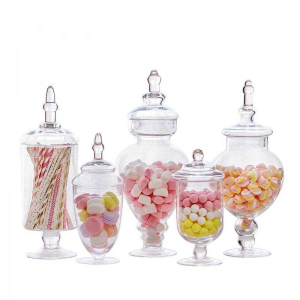 Transparent Candy jar party Dessert Storage Bottle Dinner Table Decorative High Striped Cover Storage Tank glass jars and lids