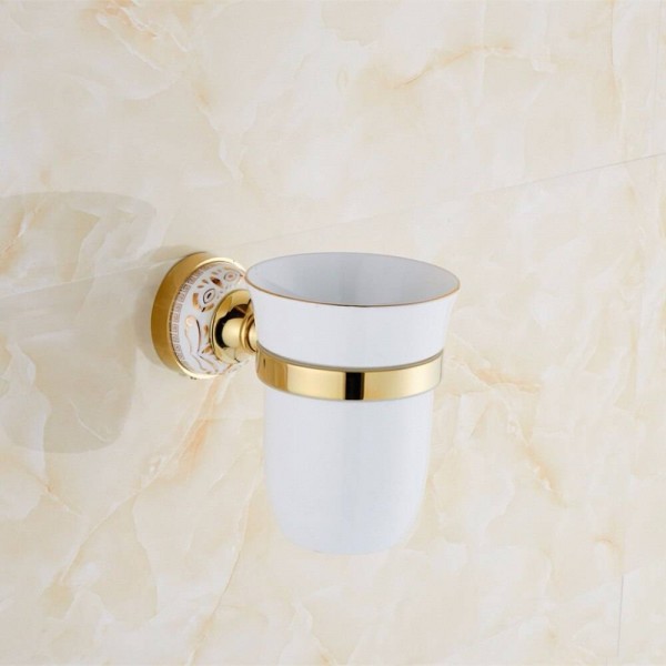 uropean Style Gold Plated Solid Brass Toilet Brush Holder Bathroom Brush Holder Set Bathroom Accessories 9091K