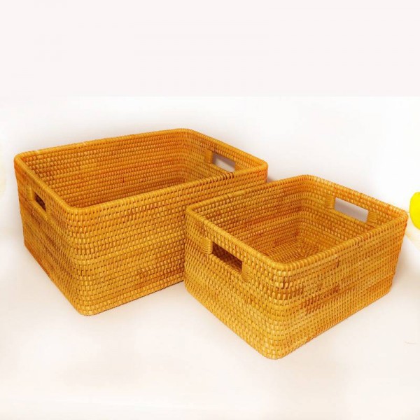 Vietnam rattan storage basket desktop coffee table clothing rattan woven storage box fruit snack basket storage box