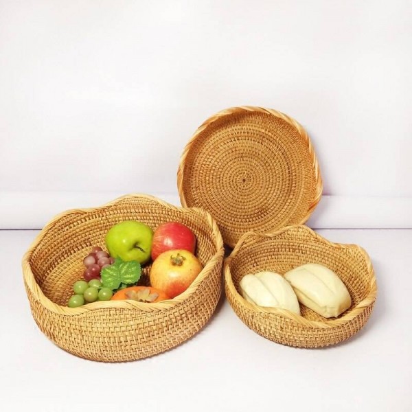 Vietnamese rattan storage box home fruit plate tea snacks candy basket coffee table bread steamed bread storage basket