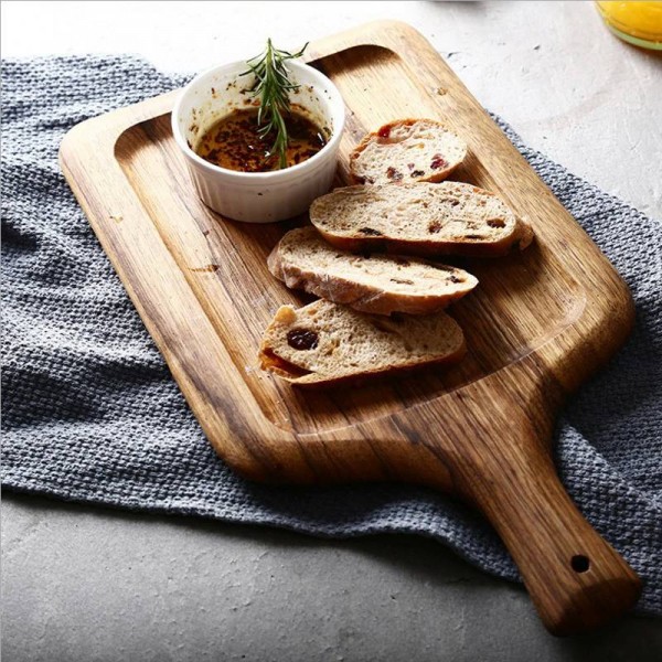 Zebra Wood Storage Tray With Diamond Handle Nordic Natural Texture Unpainted Bread Snack Storage Plate Organizer Home Decor
