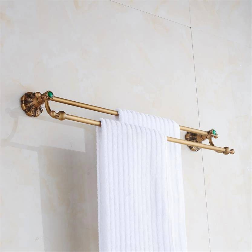 Luxury Antique Bronze Finish Toilet Brass Double Towel Bar Vintage ...